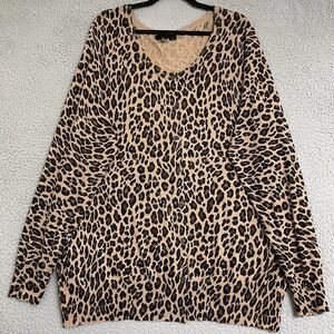 Lane Bryant Womens Plus SZ 22/24 Long Sleeve Brown Leopard Cardigan Sweater